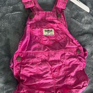 OshKosh B'gosh Hot Pink Toddler Overalls and a sweater.